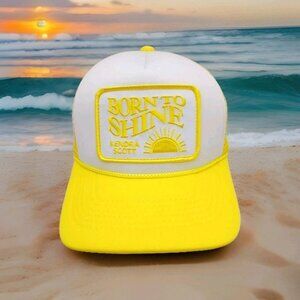 Kendra Scott Snap Back Born To Shine Trucker Yellow White Summer Cap